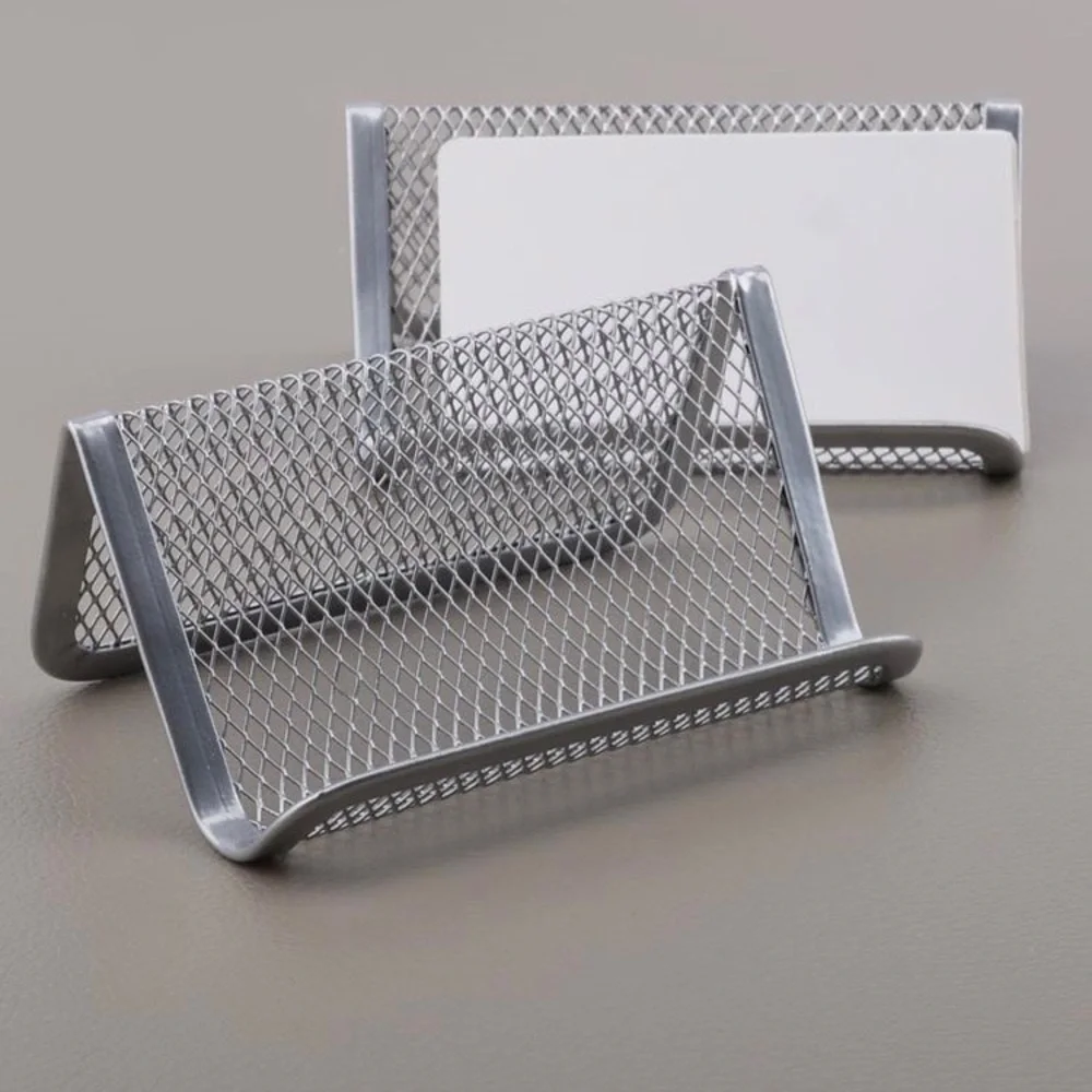 Silver Steel Mesh Business Card Holder